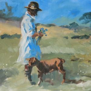 Mary Gundry.Halesworth. Young Girl with Goat. Oil